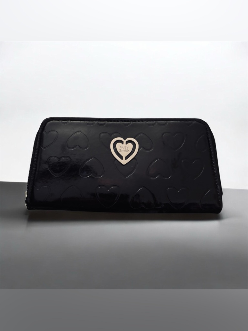 Suzy Smith London Black Heart-Embossed Wallet